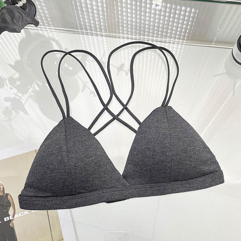 Summer Wire-Free Cotton Feel Triangle Bra - Breathable, Stylish Back Design for Women and Students