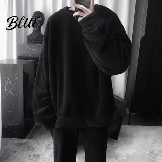 Loose Men Sweatshirt Daily Wear Cozy Winter O Neck Solid Color Top for