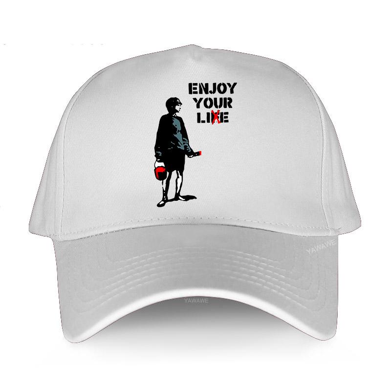 

Новейшие хлопковые летние бейсболки для мужчин Snapback Banksy Enjoy Your Life Living Hip Hop Hat Harajuku Hat Женская кепка для гольфа для взрослых Adjustable