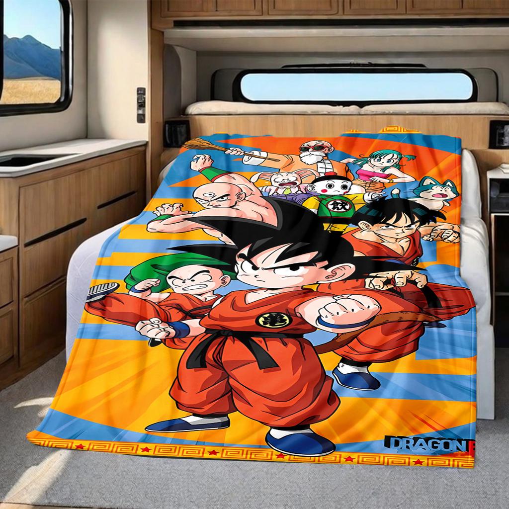 1PC Son Goku  Print Flannel Blanket, High Quality All Seasons, Home Decor, Warmth and Comfort, Perfect for Christmas Gifts