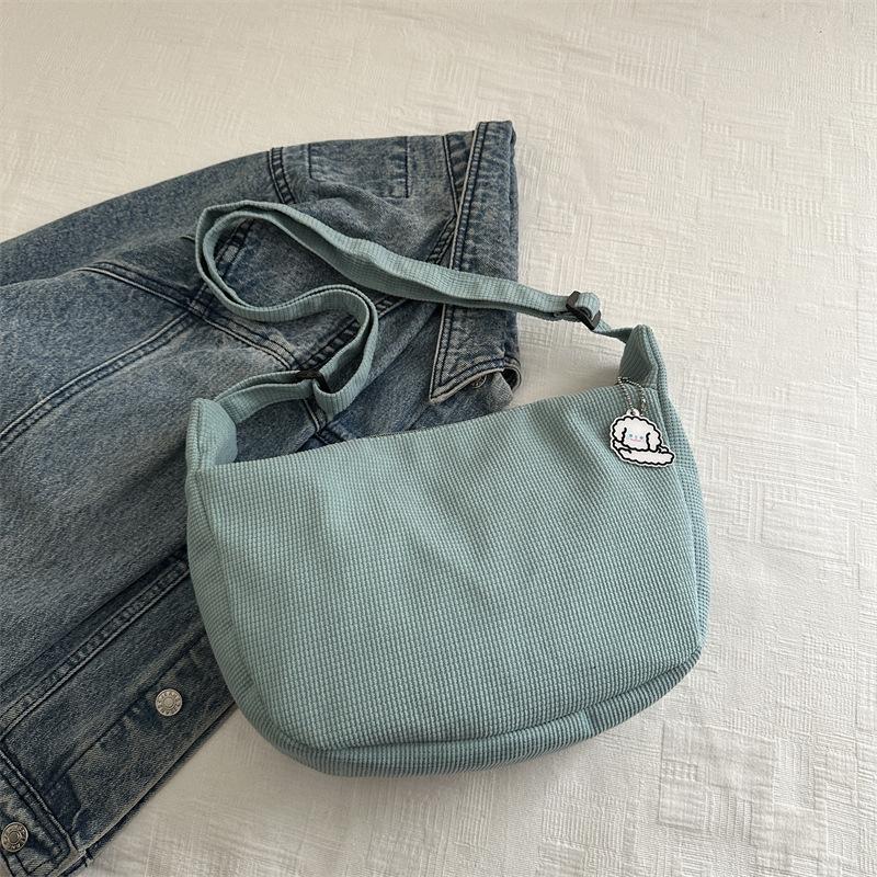New Candy Color Waffle Art Student Versatile Simple Daily Women's Shoulder Crossbody Bag