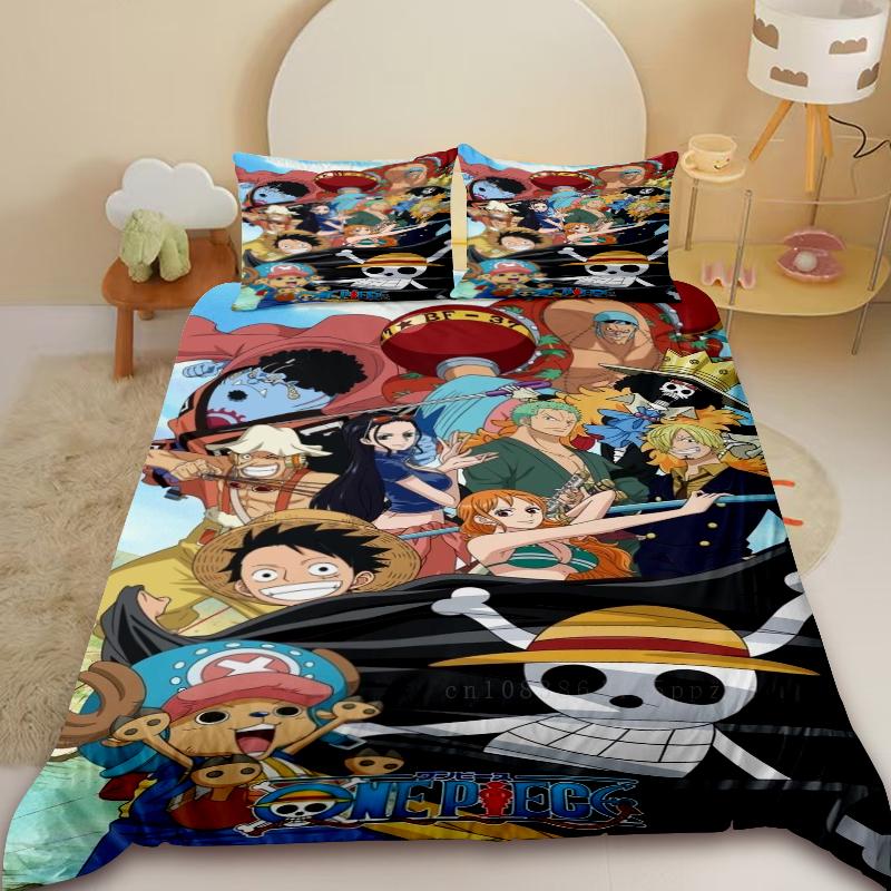Luffy Kids Duvet Cover One Piece Anime Cartoon Bedding Set Quilt Cover Full King Size for Bedroom Decor Best Gifts