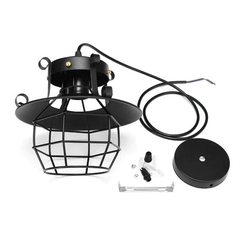 Vintage Restaurant Chandelier Shop Decor Lights Retro American Country Style Lamp Industrial Chandelier Iron Cage Pendant Lights No Bulb