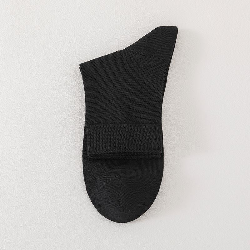 Men's Socks Mid-calf Mesh Breathable Sweat Cotton Anti-odour Mid-calf Socks Anti-pilling Solid Colour Boneless Leisure Cotton Socks