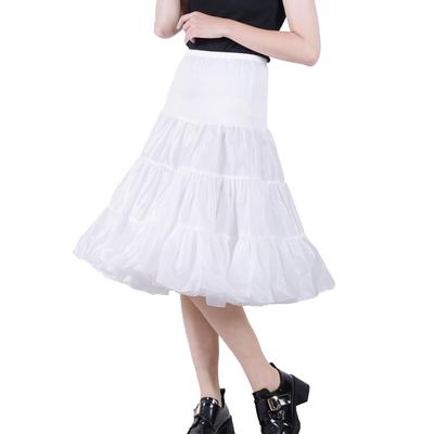 Webirth Long Petticoat 50-65cm Adjustable Length White and Black A-Line Fluffy Tutu Skirt Gothic Lolita Cosplay Stage Costume