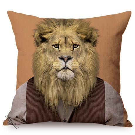 Nordic Art Posters Style Decoration Cushion Cover Lion Rabbit Zebra Deer Funky Animal Funny Oil Painting Sofa Throw Pillow Cases