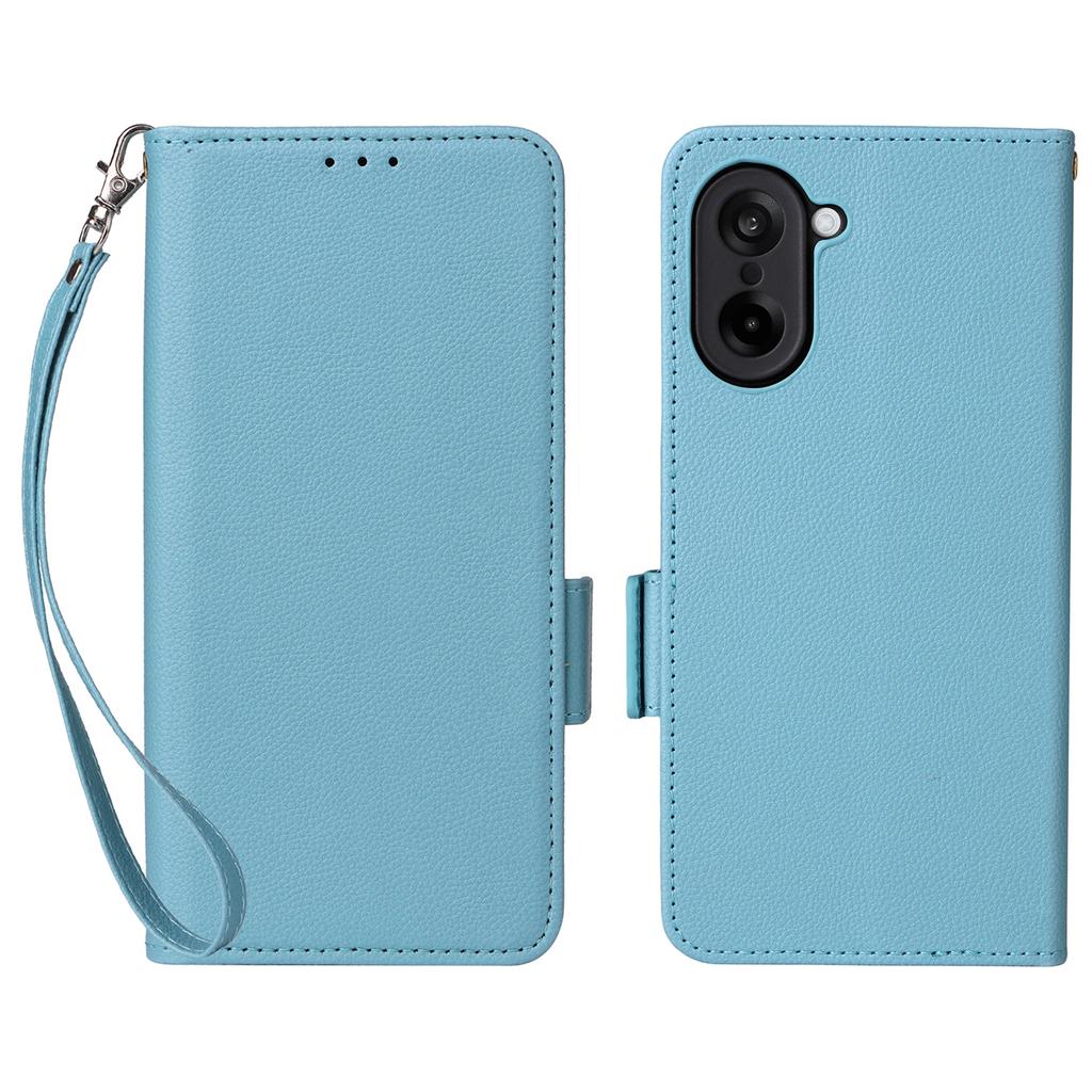 For OnePlus Nord CE5 5G/Ace 5 Racing 5G Case with Wrist Strap Litchi Texture PU Leather Wallet Phone Cover
