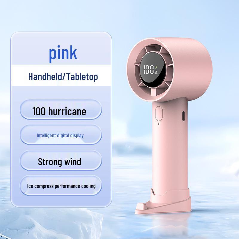 USB Rechargeable Turbo High-Speed Portable Mini Fan with Digital Display 58x60x165mm