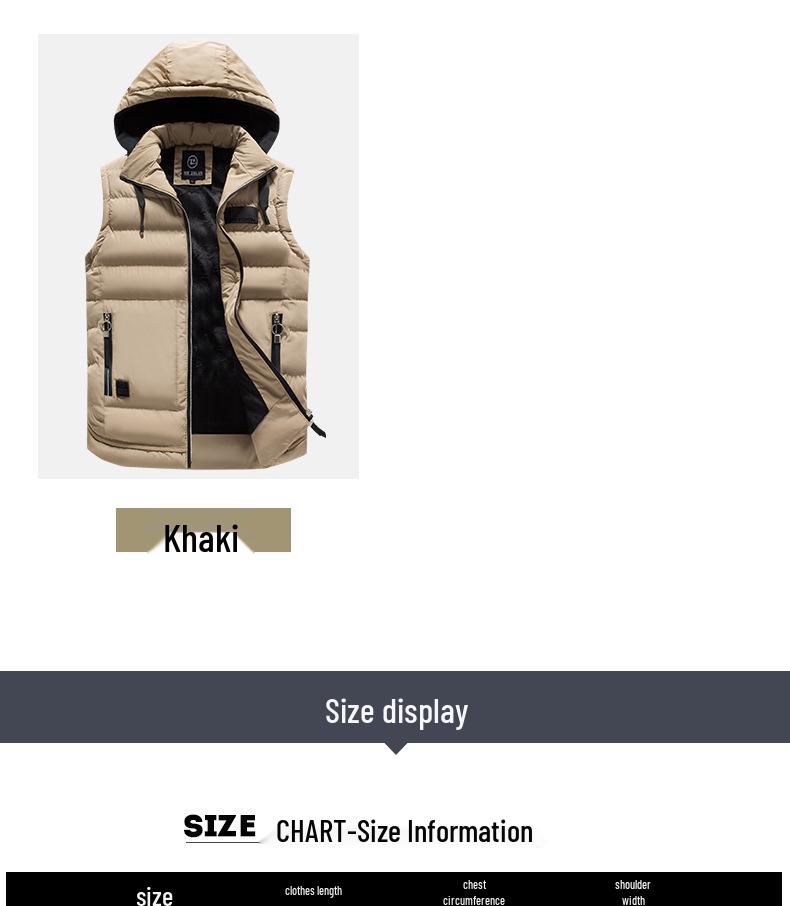 Men's Autumn/Winter Fashion Vest with Detachable Hood - Casual Cotton