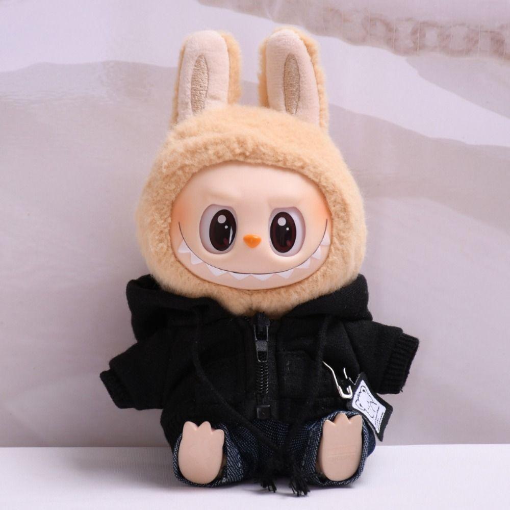 Dark Blue Jeans Sitting Labubu Doll Clothes Cute Bear Mini Cotton Doll's Clothes  Baby Pendant