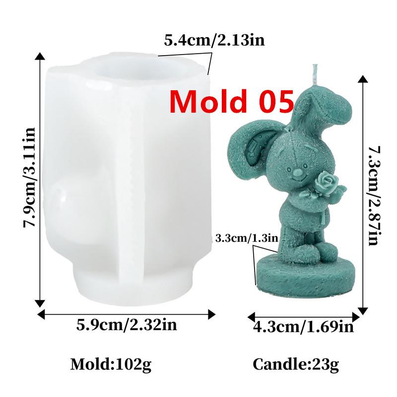 Easter Bunny Silicone Candle Mold DIY Flower Rabbit Shaped Easter Candle Gypsum Cake Mold Decorative Gifts Home Use