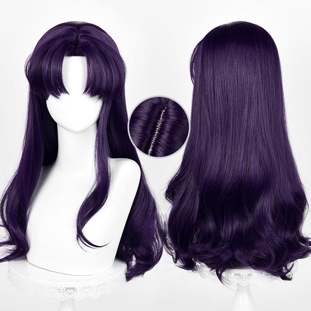 LAOBAO Misato Katsuragi Cosplay Disguise Costume Purple Long Perfect for and Events Wig, Heat-Resistant, Wig, Accessory, Hair, Curly, Parties,