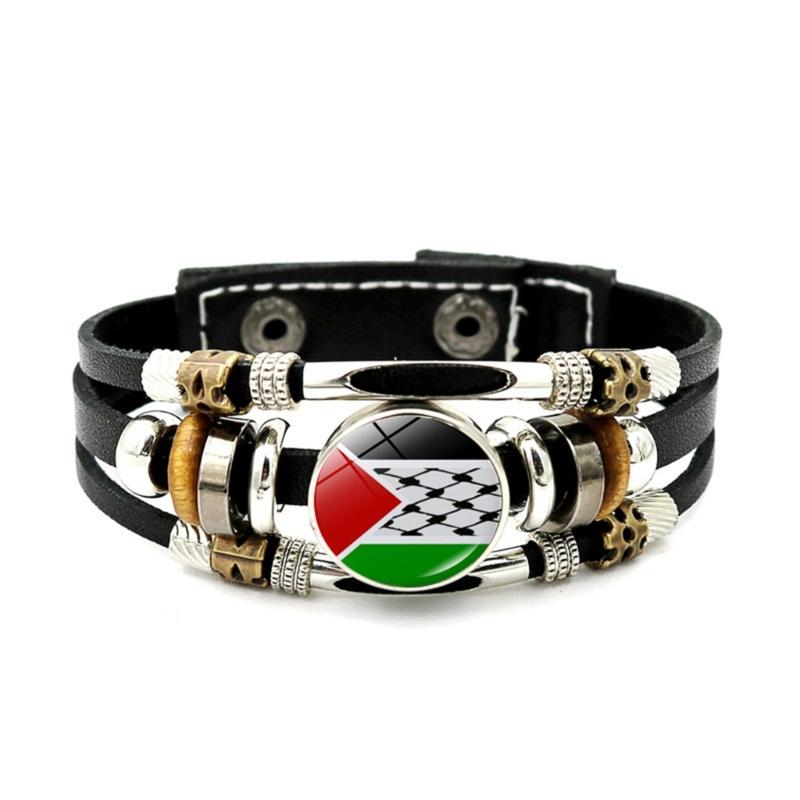 Palestine Flag Bracelets Fashion Glass Beaded Bracelet Bangles for Women Men