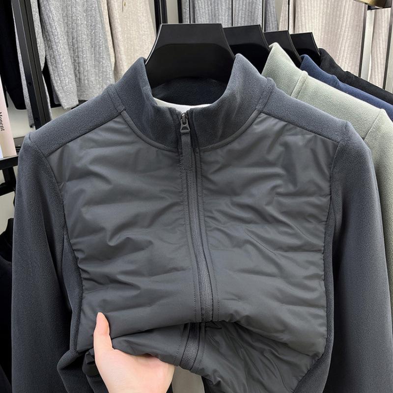 Men's Lightweight White Duck Down Jacket, Stand Collar, Thick, Warm Fleece, for Autumn and Winter.