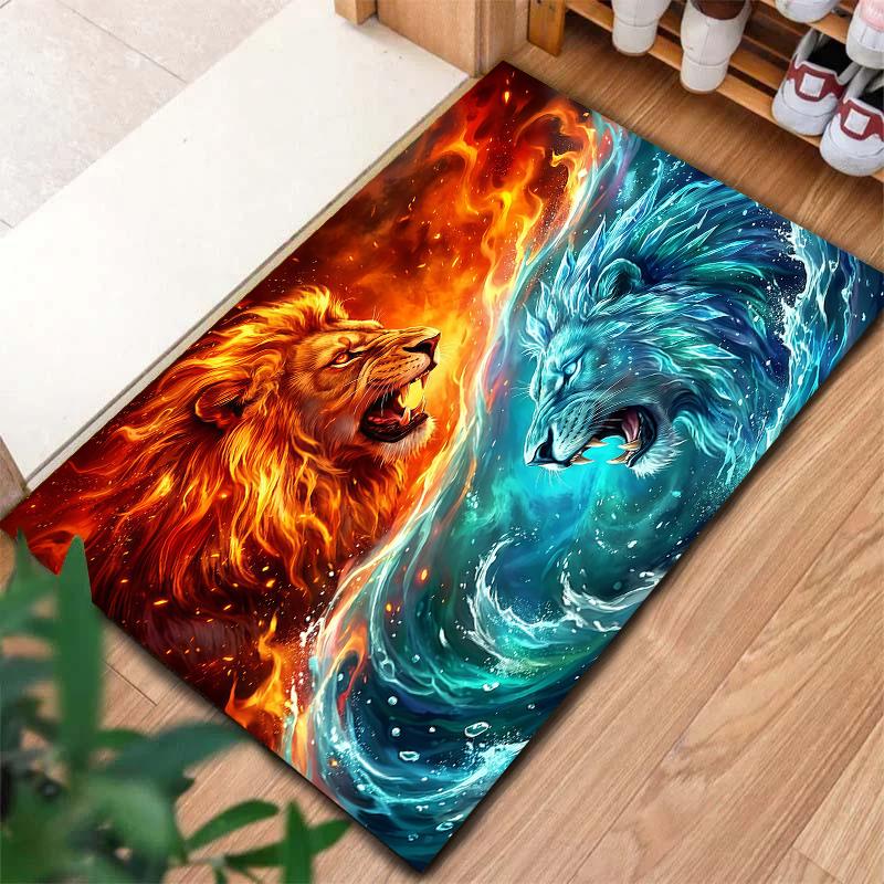 Flame Animal Blue Red Pattern Square Carpet,Area Rug,Carpet Rug for Living Room Bedroom Sofa Playroom Decor,Non-slip Floor Mat,Holiday Birthday Gifts