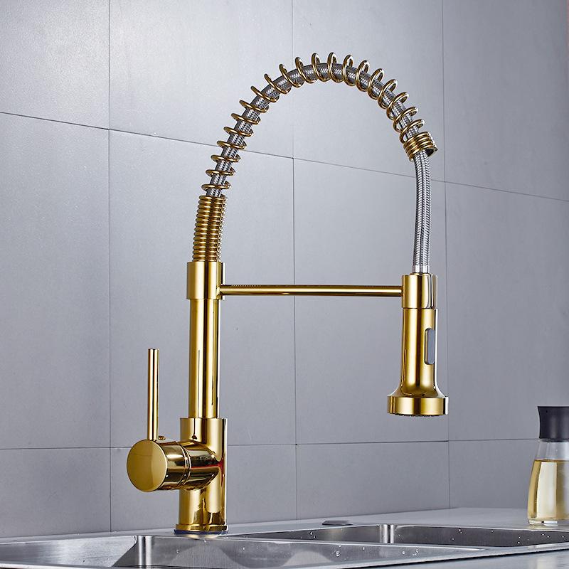 Kitchen Faucet Pull Out Stream Sprayer Deck Mounted Matte Black Mixer Tap 360 Degree Rotation Kitchen Sink Hot Cold Taps