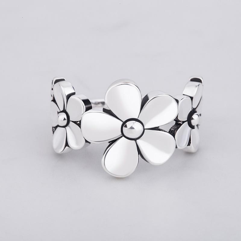 Punk Sterling Fashionable Jewelry Silver Color Flower Rings For Women Bridal Wedding Occasion Birthday Creative Stylish Jz466Punk Jewelry