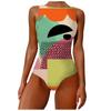 Fashion Women's Sexy Sleeveless Print Temperament Beachwear  Bikini Swimsuit