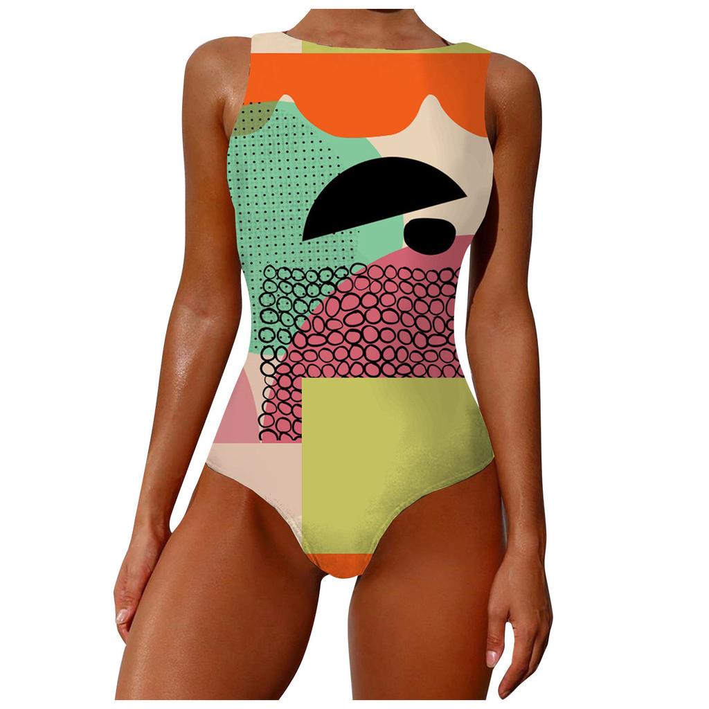 Fashion Women's Sexy Sleeveless Print Temperament Beachwear Bikini Swimsuit