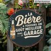 2D Flat, 1pc Round French Aluminum Sign, Vintage "Beer" Decorative Plaque, "Bar" Decor Sign, Suitable for Decorating Kitchens, Bars, Restaurants