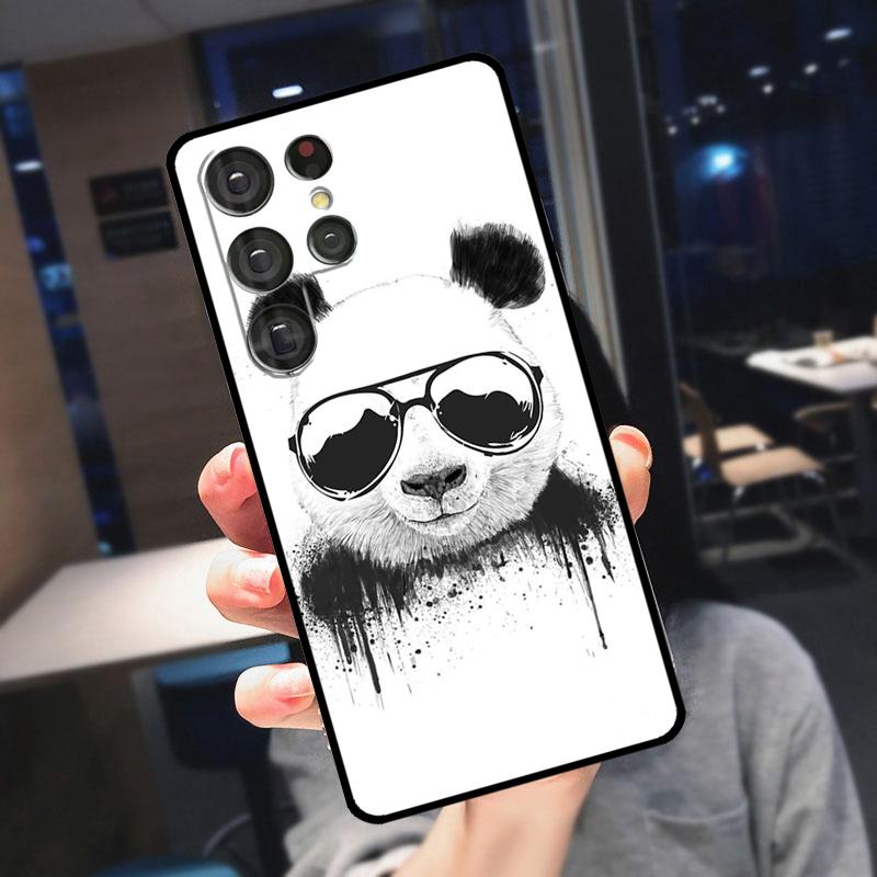 Cartoon Cute Panda Bear Cover For Samsung Galaxy S24 Ultra S25 S22 S23 Plus S20 S21 FE S9 S10 S23 FE Phone Case
