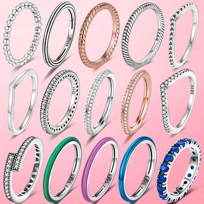 Anéis de luxo para mulheres 925 prata choque roxo anel de dedo anel empilhável prata 925 casamento noivado jóias