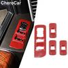 Window Lift Switch Button Panel Cover Trim Red Carbon Fiber For 15-20 Ford F150