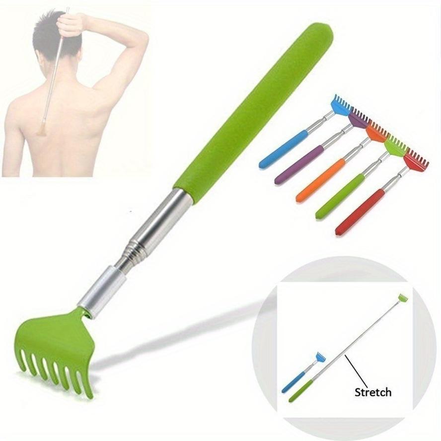 1 Pcs Soft Grip Metal Back Scratcher Telescopic Extendable Handy Pocket Scrath Random Color