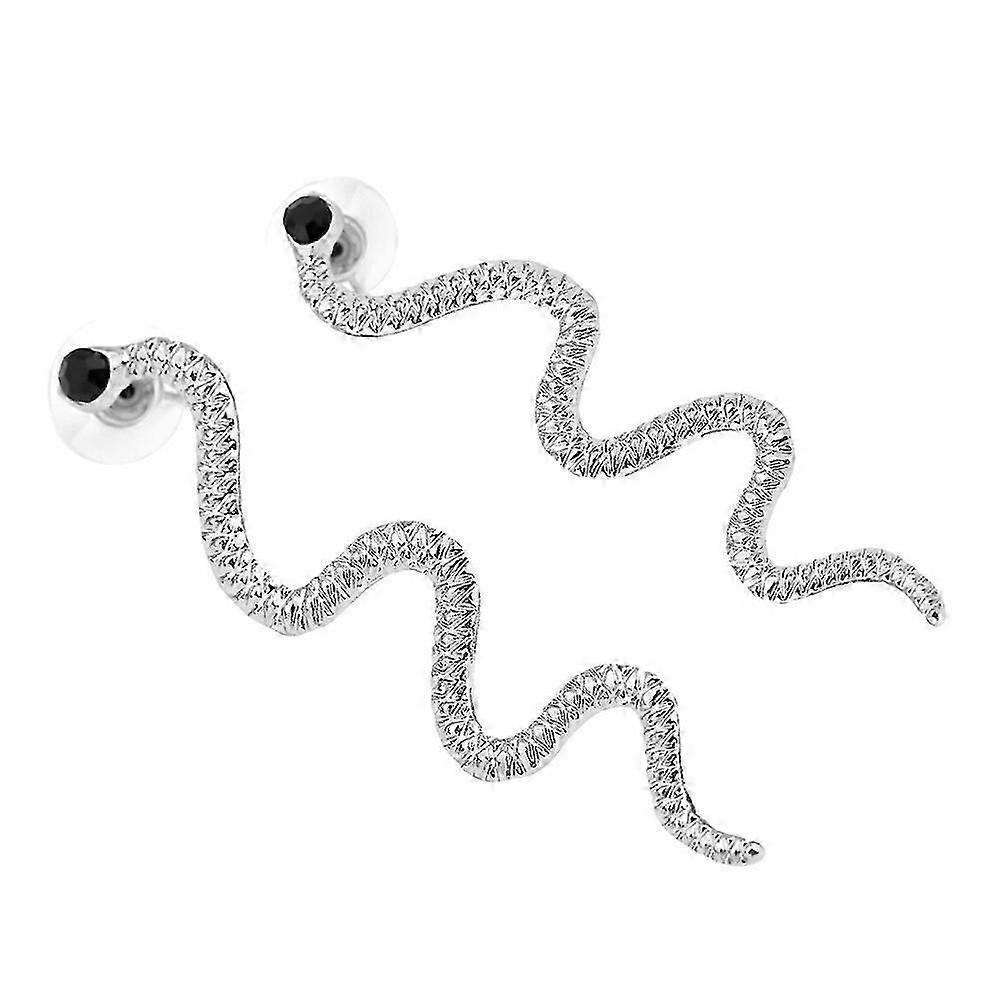 1 Pair Creative Snake Shape Earrings Fashion Silver Eardrop Decorative Ear Jewelry Ear Dangle Gift for Women Lady (Silver)