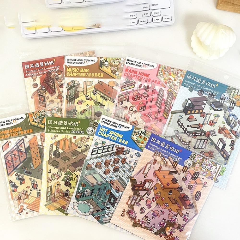 Decorative Visual Stacking Sticker DIY Landscape Notebook Sticker Kawaii Landscaping Stickers
