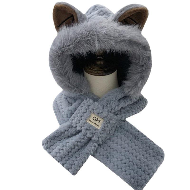 2024 Women's Fox Ear Hat & Scarf Set - Plush, Warm Winter Protection