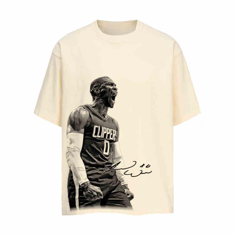 2024 New Rock Plan Westbrook Single Short Sleeve Star American Street T-shirt Summer Retro Men Women Vibe Trendy Top Men