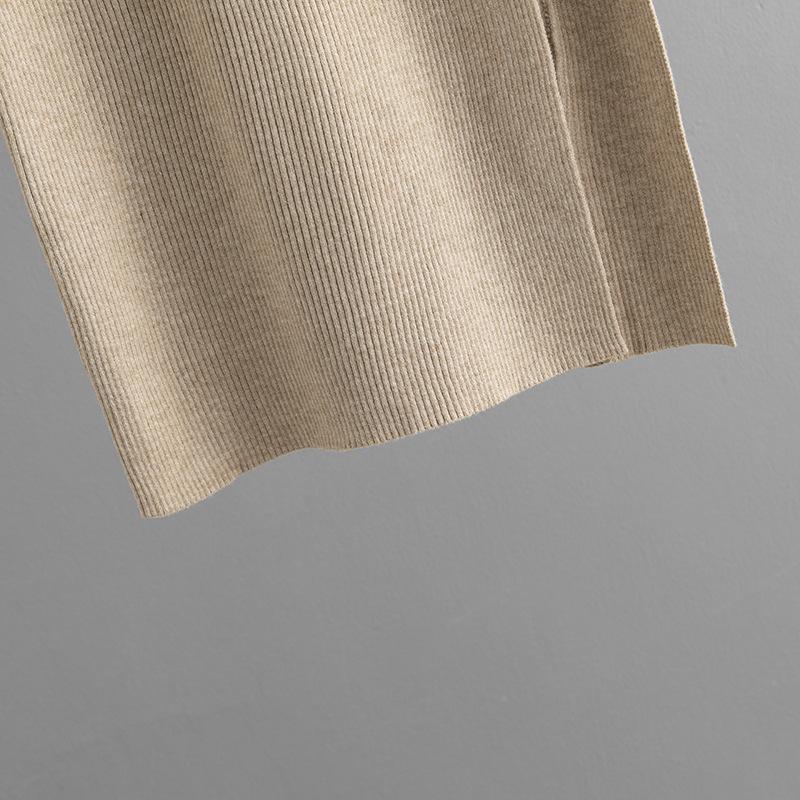 Fall Winter Lazy Wind Loose Square Collar Sweater Dress Women's Long Sleeve Solid Color Knit Wide Split Dresses