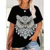 Modisches Damen Rundhals Kurzarm 3D Tier Farbdruck Tier Kurzarm Rundhals T-Shirt