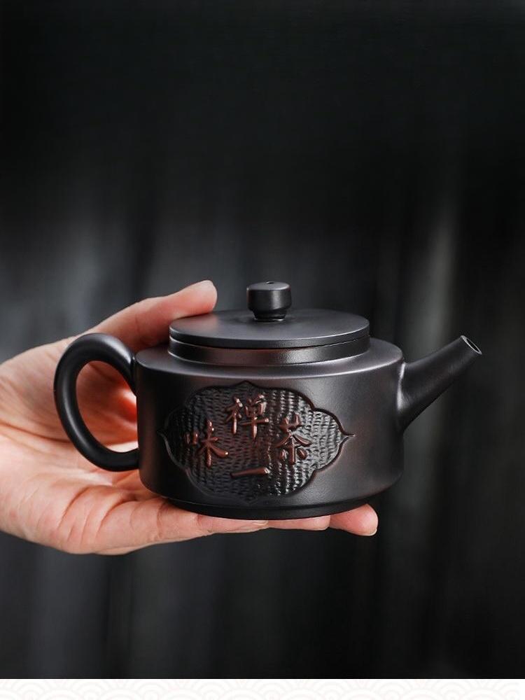 Jianshui Clay Purple Pottery  Carving Teapot Hand Painted Antique Relief Teapot Household Teapot Kungfu Tea Set Kettle