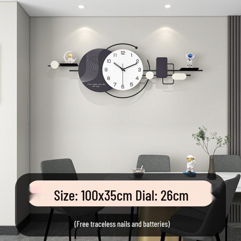 Modern Minimalist Luxury Wall Clock for Living Room or Restaurant - No-Punch Installation, Elegant Decor
