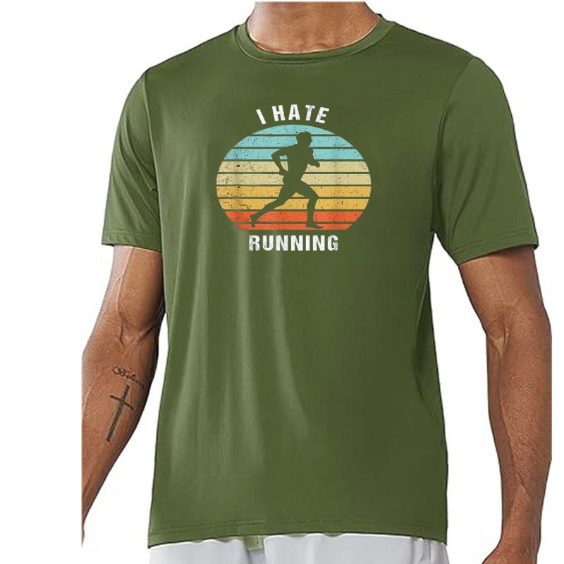 Funny Sarcastic Unisexs I Hate Running Tshirt Marathon Runner Fitness Workout Tee for Guys Custom Printed Short Sleeve Shirts Y2k