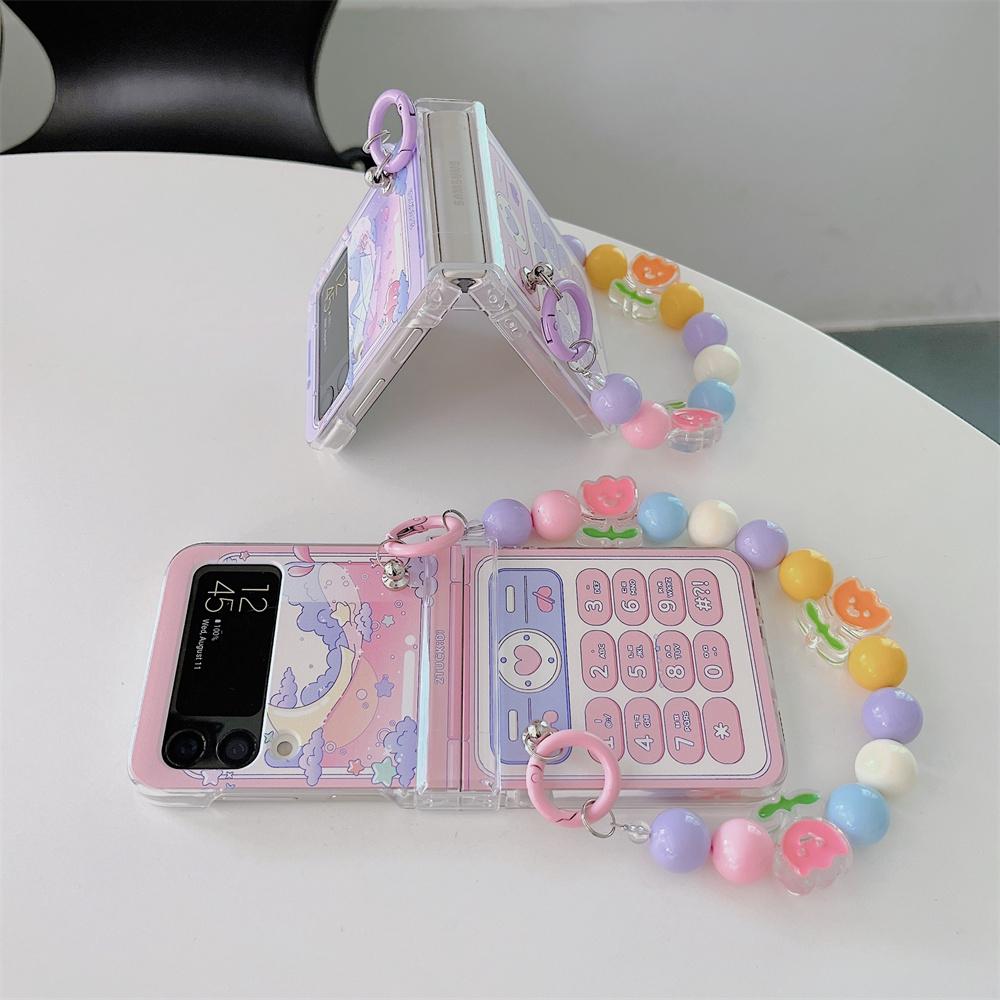 Cute Case for Samsung Z Flip 5 4 3 6 Case Strap Ins Korean Phone Cases for Samsung Galaxy Z Flip 6 ZFlip 3 4 Hand Chain Cover