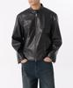 Musinsa Standard Faded Synthetic Leather Racer Jacket [Black]