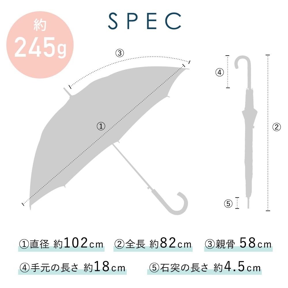 Ogawa Long Jump 6 Carbon Fiber Ultra Korko Knit Fabric with Silicone Wooden Handle Women's Ultra-Lightweight Umbrella, Style, 58cm, Ribs, Ribs,