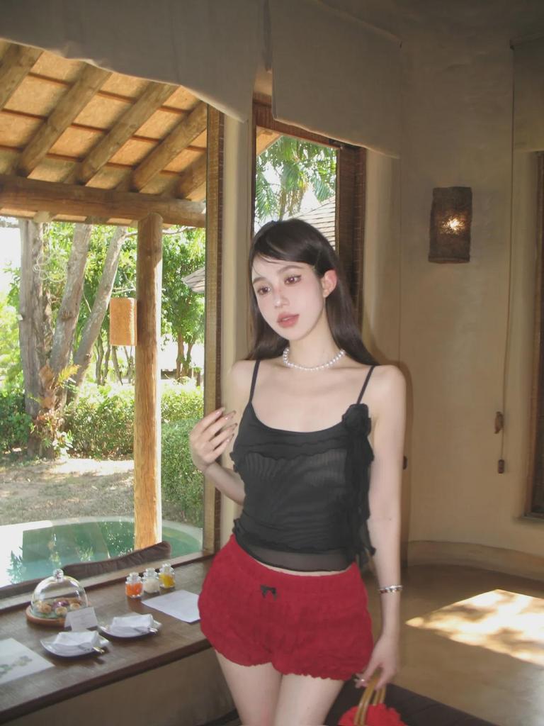 Original Wood Ear Flower Mesh Camisole for Women - Summer Vest