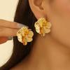 European and American Jewelry Fashion Personality Three-dimensional Big Flower Stud Earrings Multi-layer Leaf Folds Flower Earrings Earrings