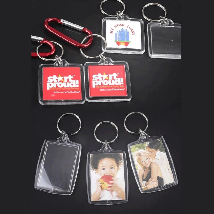 10 Pcs Various Shapes Acrylic Keychain Picture Frame Keyring with Split Rings