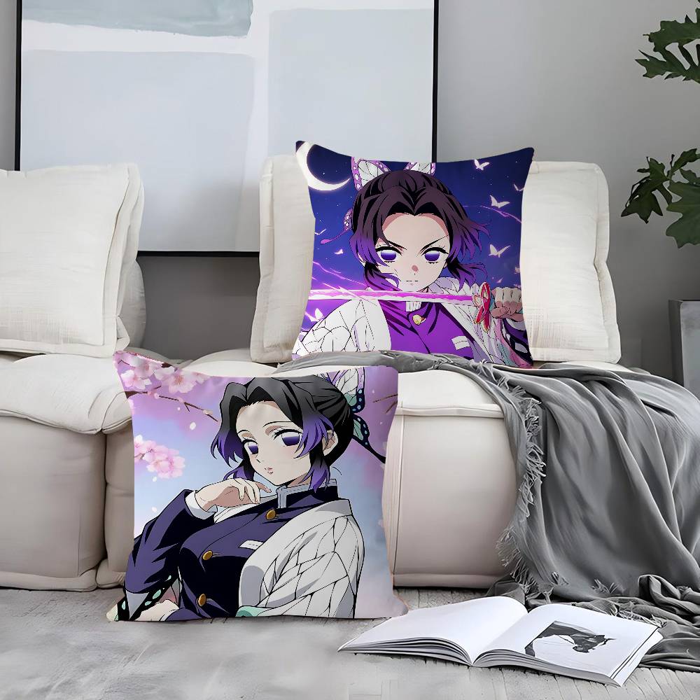 K-Kochou Shinobu Office Cushion Pillowcase Car Cushion Cover45X45CM Lumbar Pillowcase Sofa Pillowcover