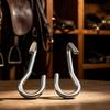 Horse Bit Curb Chain Hook Pair, Silver Stainless Steel Fittings with Direct Hook-On Structure for Routine Gear Assembly and Maintenance