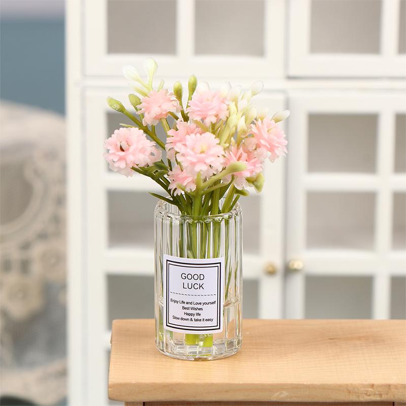 1/6 8 Dollhouse Miniatures Glass Vase Model Doll House Accessories Decor Toy Green Plant Ornaments Gifts Crafts