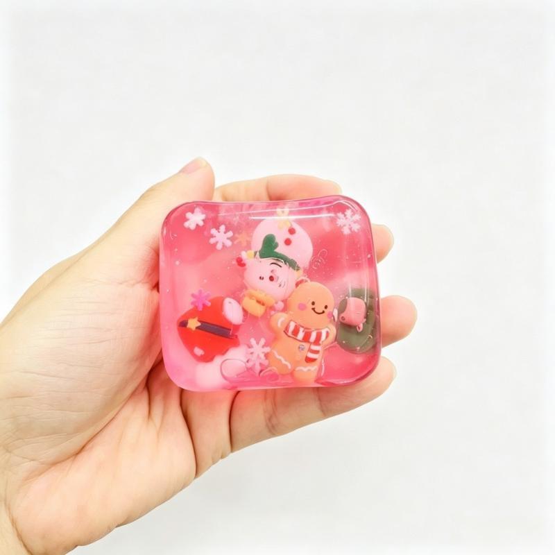Cute Santa Reindeer Maltose Ice Block Fidget Toy Soft Slow‑Rebound Squeeze Stress Relief Toy Christmas Party Gift