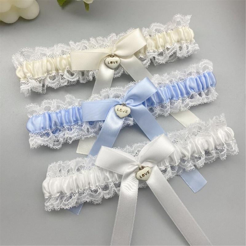 Bride Wedding Lace Garter Elastic Leg Band Lace Trim Design Leg Decoration for Formal Event Proms Ceremony Accessories
