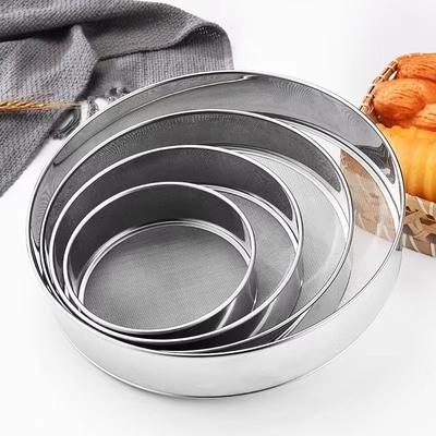 Sită de făină din oțel inoxidabil Sită de pulbere Plasă Gadget de bucătărie pentru prăjituri Sită de plasă de zahăr filtrată manual Instrumente de coacere 1/3/6mm
