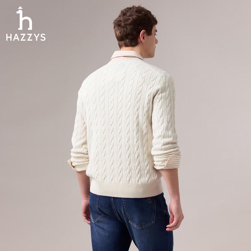 HAZZYS Men's Wool Cashmere Cable Knit Sweater